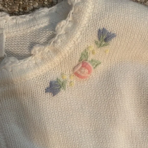 Janie and Jack White Cropped Bloom Cardigan (0-3M, 3-6M) - Picture 4 of 4